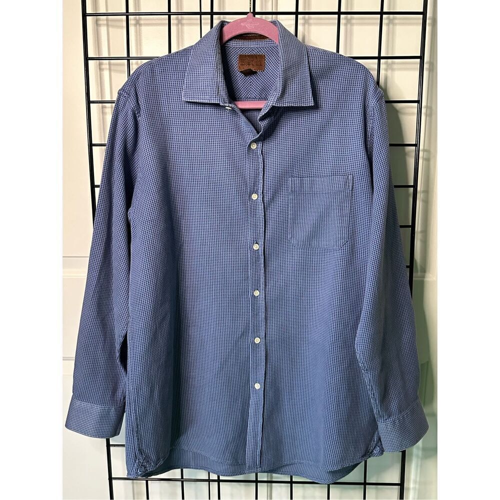 Born Børn Blue Print‎ Long Sleeve Button Down Casual Shirt Men's sz Large